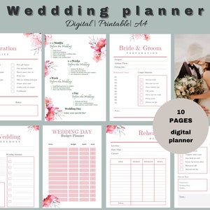 Wedding Planner Printable, Printable Wedding Planner Kit, Wedding Binder Template, Wedding Planning Book, Wedding Planner Organizer