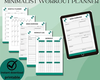 Planificador de entrenamiento imprimible, Planificador de ejercicio semanal, Planificación de ejercicio, Rastreador de entrenamiento imprimible, Planificador de fitness, Descarga instantánea, PDF de entrenamiento