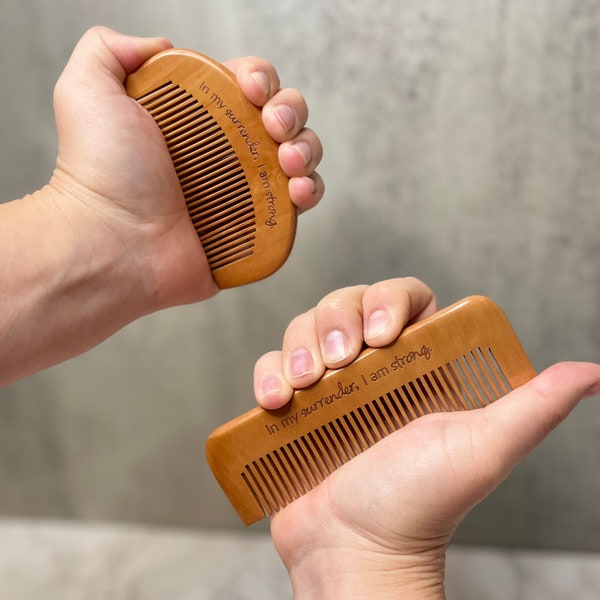 Engraved Labor Comb | Birthing Comb | Contraction Distraction | Pain Management | Peach Wood | Birth Affirmation | Birth Keepsake