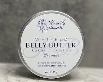 Mantequilla batida orgánica para el vientre / Previene y atenúa las estrías / Nutre la piel / Calma la picazón / Aceites de tamanu y kukui / Regalo para embarazadas