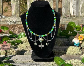Green Dragonfly Fairy Necklace