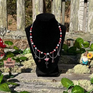 Red Key Flower Fairy Necklace
