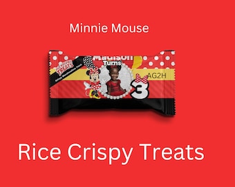 Minnie Mouse Rice Crispy Treats Editable Template Birthday party favor template
