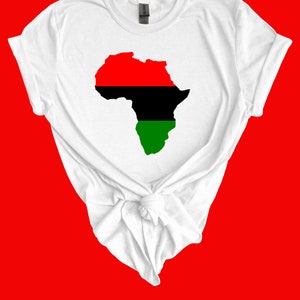 T-shirt Afrikaanse kaart Pan-Afrikaanse vlag T-shirt kaart Afrika – rood, zwart en groen shirt African Pride – uniseks T-shirt African Heritage