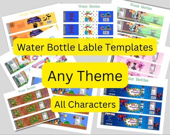 Custom Water bottle labels personalized all themes weddings bachelorette party decor birthday drink labels templates diy