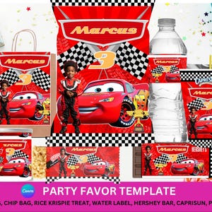 Personalized Cars Birthday party favors templates race car birthday party personalized download digital products zroom party favors