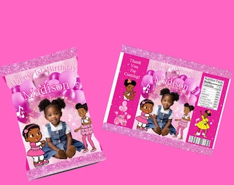Personalized Gracies Corner Chip Bag Template diy party favor kids party treats supplies chip bag birthday party ideas pink 1st birthday