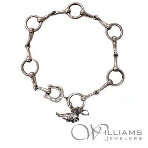 Vintage Sterling Silver Hand-Made Snaffle Bit Chain with Horse Toggle Equestrian Necklace