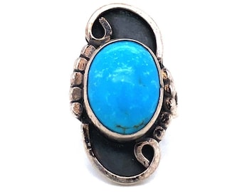 Vintage Silver Overlay Turquoise Ring