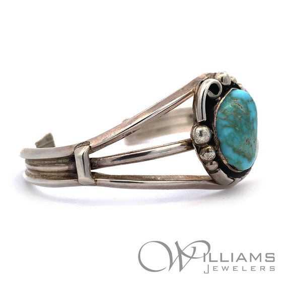 Sterling Silver Navajo Turquoise Cuff Bracelet by… - image 2