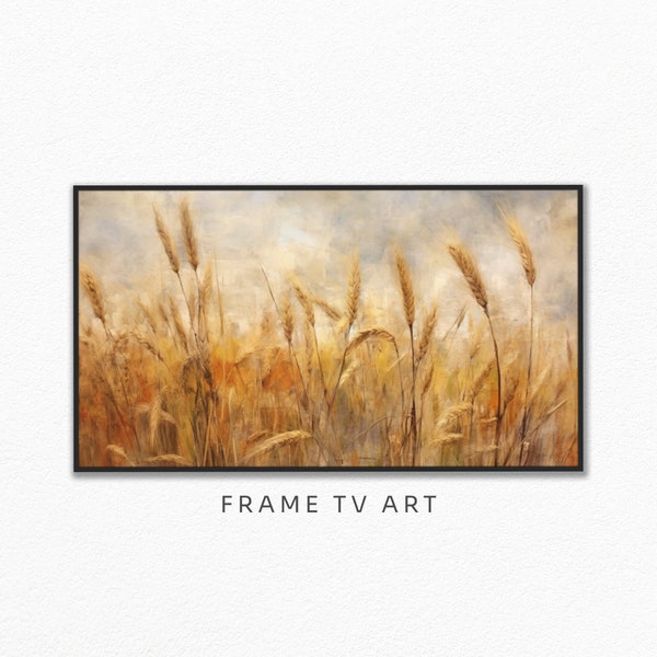 Samsung Frame Vintage Summer TV Art: Wheat Field Digital Wallpaper Decor, Landscape Painting, Encaustic Artwork #5