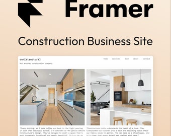 Modèle de site Web Framer, site commercial de construction minimale propre et moderne, entreprise de services, utilisation personnelle, professionnelle et commerciale