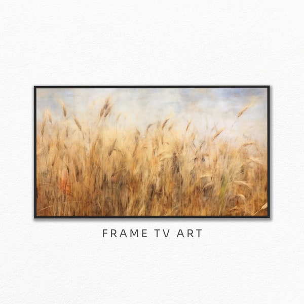 Samsung Frame Vintage Summer TV Art: Wheat Field Digital Wallpaper Decor, Landscape Painting, Encaustic Artwork #3
