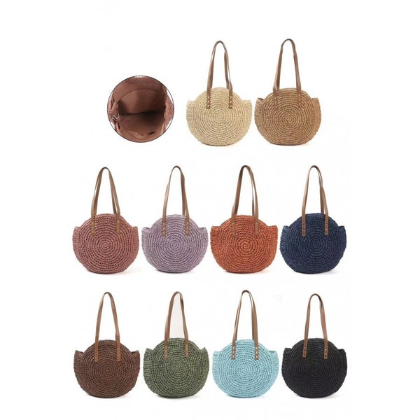 Coastal Circle Natural Straw Beach Bag