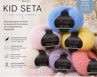 Pro Lana Kid Seta – exquisite mohair yarn with silk, feather-light & fluffy, luxurious knitting yarn for sweaters, shawls and more