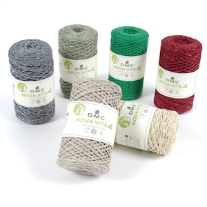 Wol Nova Vita 4 Metallic voor tassen en accessoires, diverse kleuren, macramé garen