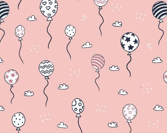 Cotton poplin baby balloon, 100% cotton, pink/apricot color, by Burtex
