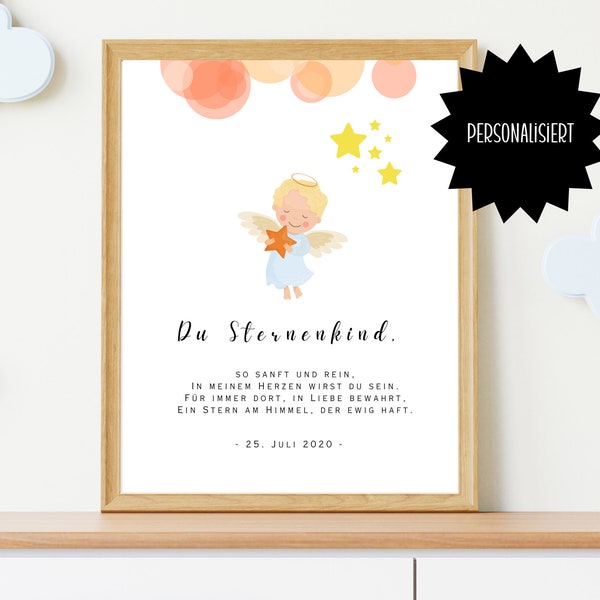 Sternenkind Memory Poster Personalized  Keepsake Miscarriage  Loss of Baby Memory  Stillbirth Personalized Printable PDF