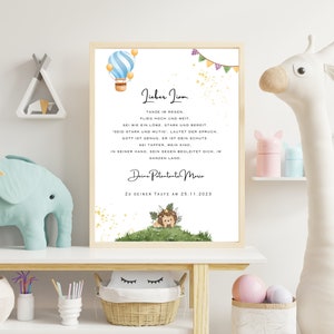 Carta de padrino bautismo - bautismo de regalo - ahijado personalizado - certificado de padrino - niño regalo de bautismo - carta de bautismo - Tema León PDF