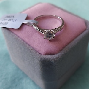 1ct Round Cut Moissanite Ring 14k White gold Finish GRA Certificate