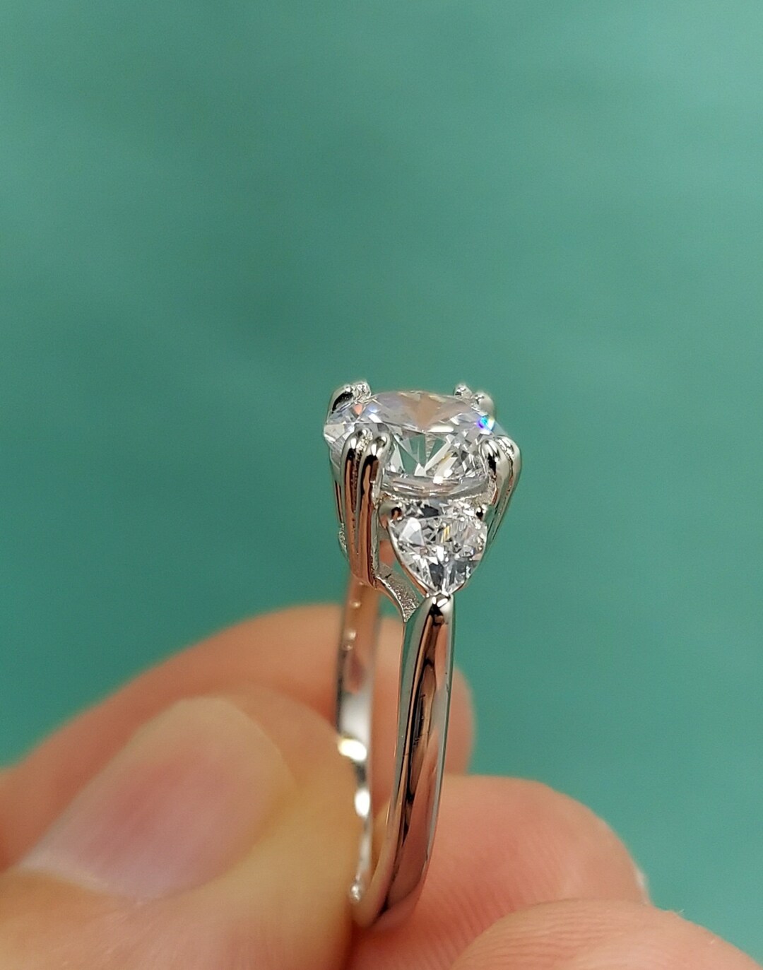 2ct Round Cut CZ Ring 14k White Gold Finish - Etsy
