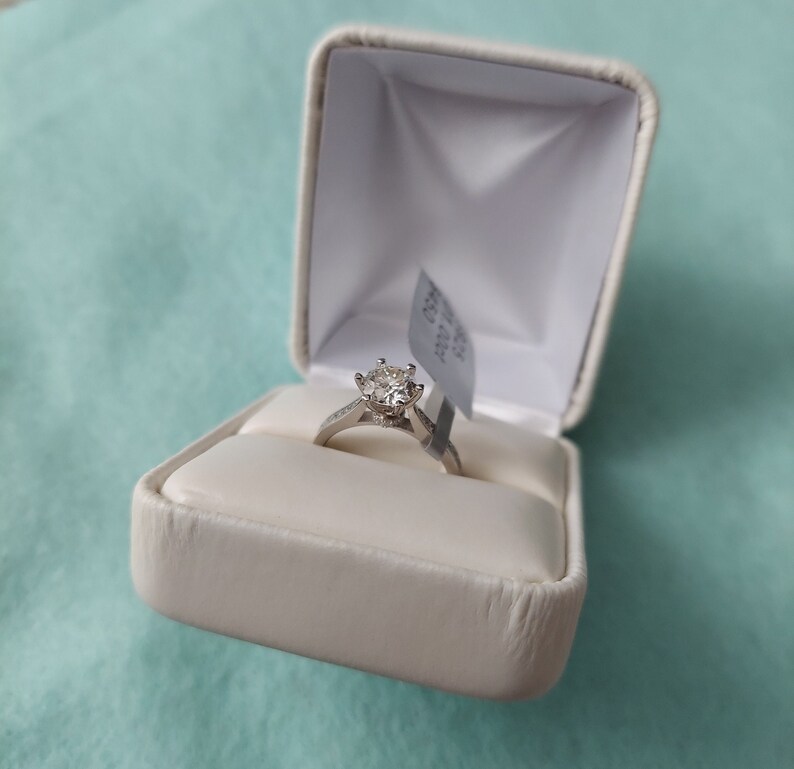 1ct Round Cut Moissanite Ring 14k White Gold Finish GRA - Etsy