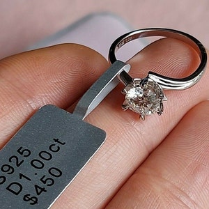 1ct Round Cut Moissanite Ring 14k White gold Finish GRA Certificate