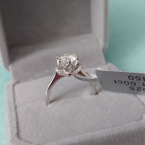 1ct Round Cut Moissanite Ring 14k White gold Finish GRA Certificate