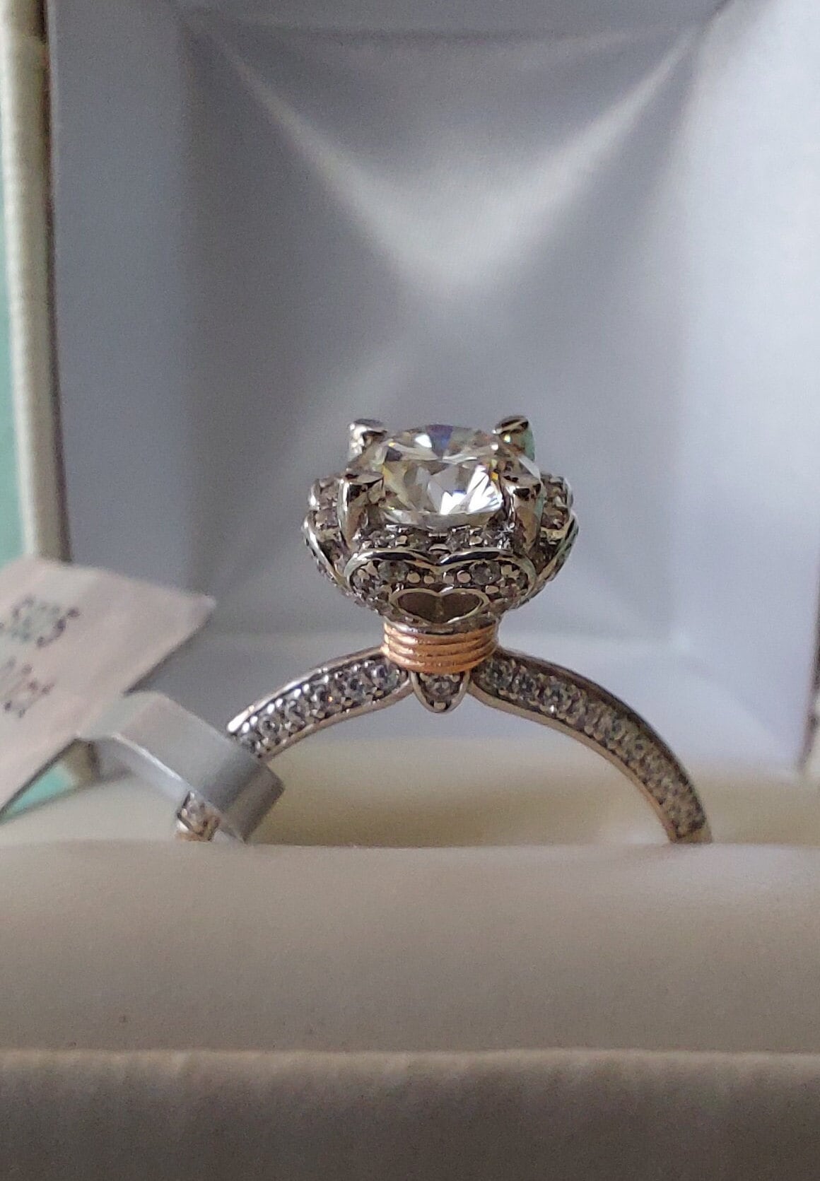 1ct Round Cut Moissanite Ring 14k White gold Finish GRA Certificate
