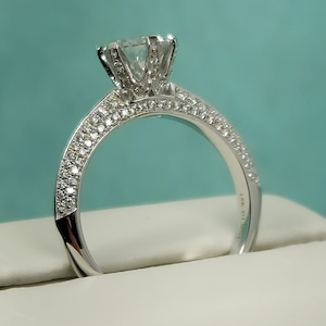 1ct Round Cut Moissanite Ring 14k White gold Finish GRA Certificate