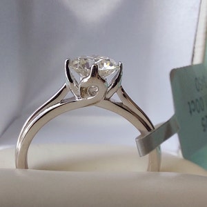 1ct Round Cut Moissanite Ring 14k White gold Finish GRA Certificate