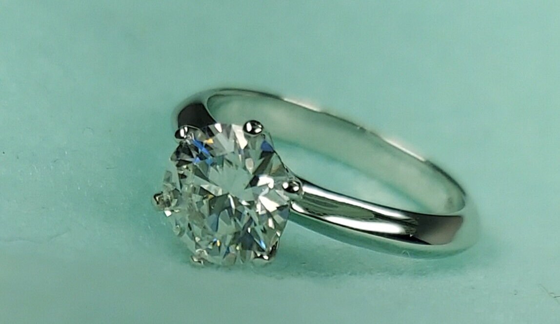 2ct Round Cut Moissanite Ring 14k White Gold Finish GRA - Etsy