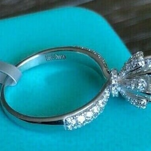 1ct Round Cut Moissanite Ring 14k White gold Finish GRA Certificate