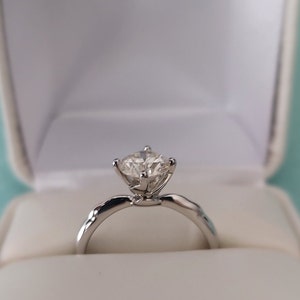 1ct Round Cut Moissanite Ring 14k White gold Finish GRA Certificate