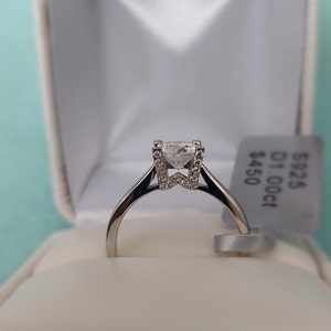 1ct Round Cut Moissanite Ring 14k White gold Finish GRA Certificate