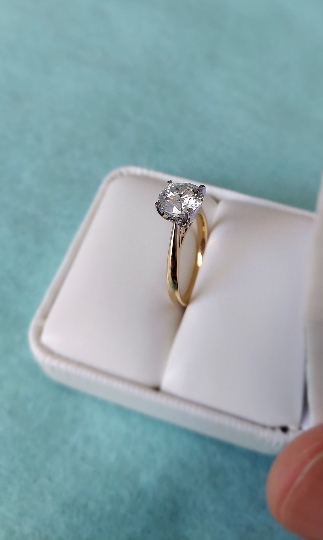 2ct Round Cut Moissanite Ring 14k Yellow Gold Finish GRA Certificate - Etsy