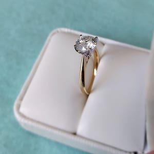 2ct Round Cut Moissanite Ring 14k yellow gold Finish GRA Certificate