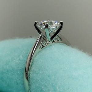2ct Round Cut Moissanite Ring 14k White gold Finish GRA Certificate