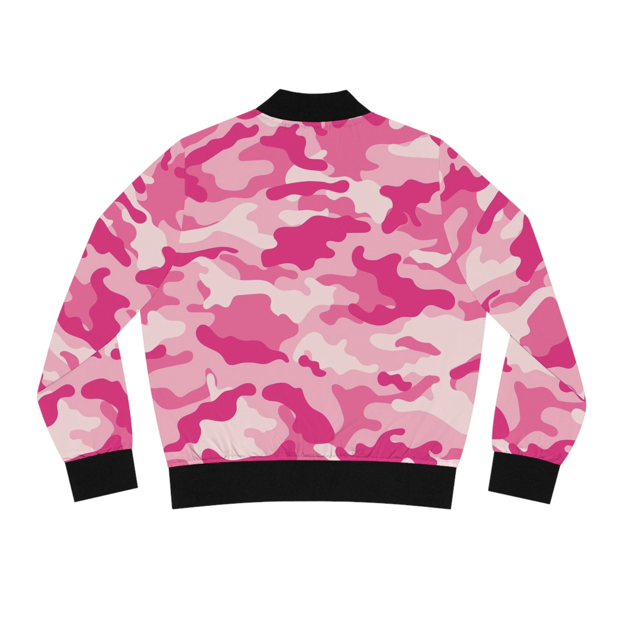 Pink camo bomber jacket top
