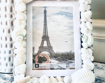 Seashell Picture Frame: Beachy Boho Decor, 5x7 Coastal Frame