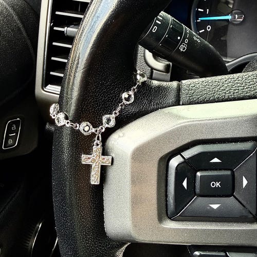 Adjustable  Steering Wheel Cross Charm