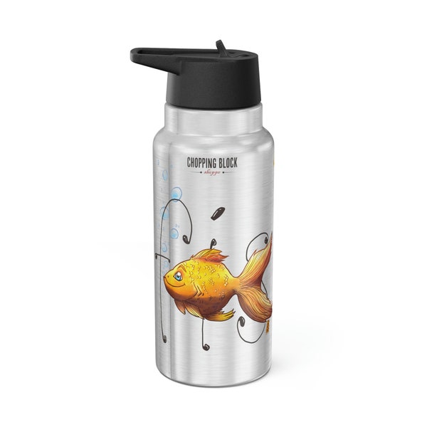 Drink Like A Fis! Tumbler, 32oz - hydrate, water, thirsty, goldfish, bubbles, daily, drink, cute, fun, friendly, fis