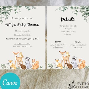 Woodland Animals Baby Shower Invite | Minimal Woodland Animals | Minimals Baby Shower Invite | Gender Neutral Baby Shower