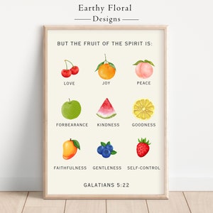 Fruit of the Spirit Playroom Wall Art Homeschool Poster Sunday School Decor