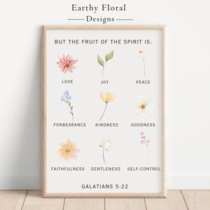 Girl's Room Wall Art, Playroom Wall Art, Homeschool Poster, Sunday school Poster, Fruit of the Spirit, Bible Verse