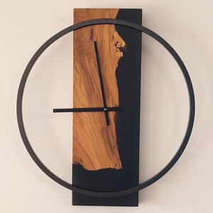 Wall clock &quot;Portugal&quot;, Handmade Wood,epoxy & metal wall clock, Unique wood wall clock, modern wall clock , Home gift