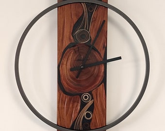 Wood Wall clock series "Origin"wall decor Handmade Wood metal wall clock solid  wood  clock modern wall art  Home gift  wood epoxy art.