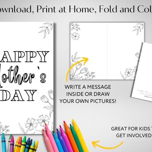 Tarjeta imprimible para el Día de la Madre: Flores para colorear DIY