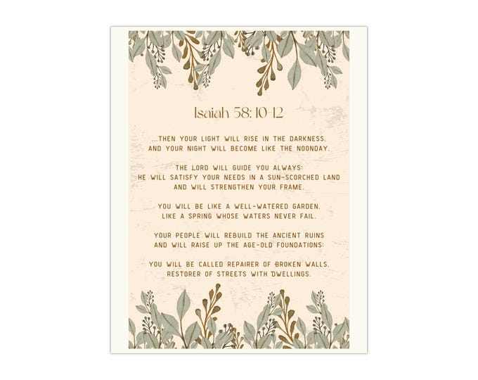 Isaiah 58 Scripture Satin Poster: Minimalist Christian Wall Decor - Etsy