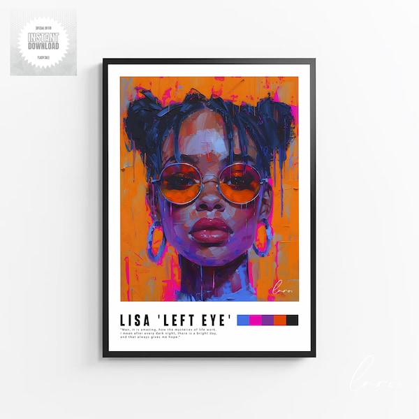 Lisa 'Left Eye' Lopez TLC, Afroamerikanische Kunst, Innenarchitektur, Schwarze Kunst,Frau Kunst Dekor Print,Afroamerikanische Wanddekoration